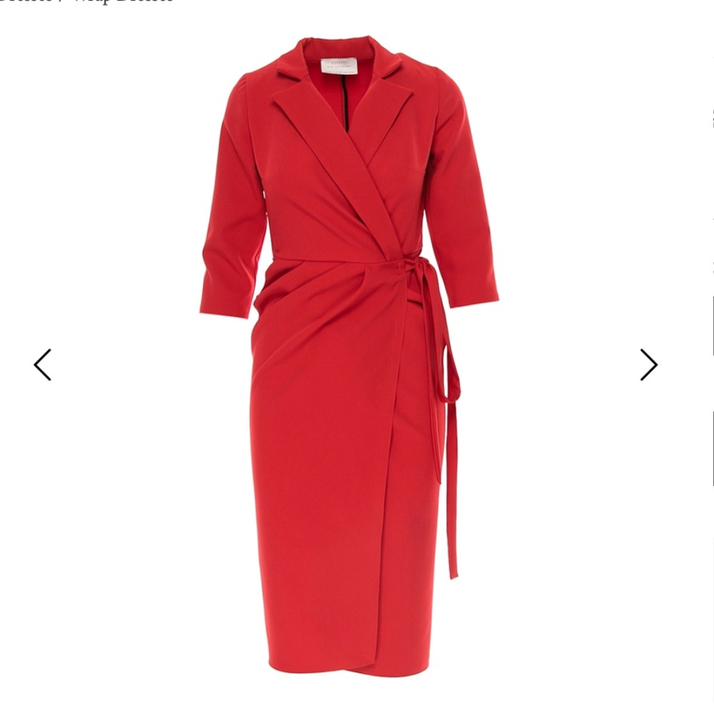 New Roserry Cannes Red Wrap Midi Dress Original Price $243 SZ: 10